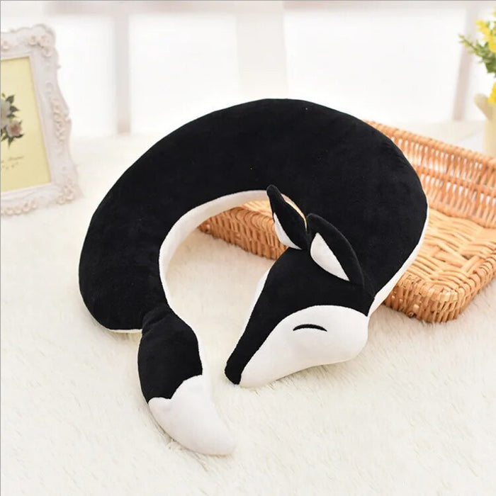 Anypack Neck Pillow Black Fox Creative Cartoon U-Shaped Cute Comfortable Sleep Headrest