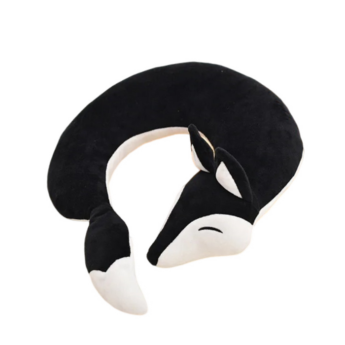 Anypack Neck Pillow Black Fox Creative Cartoon U-Shaped Cute Comfortable Sleep Headrest