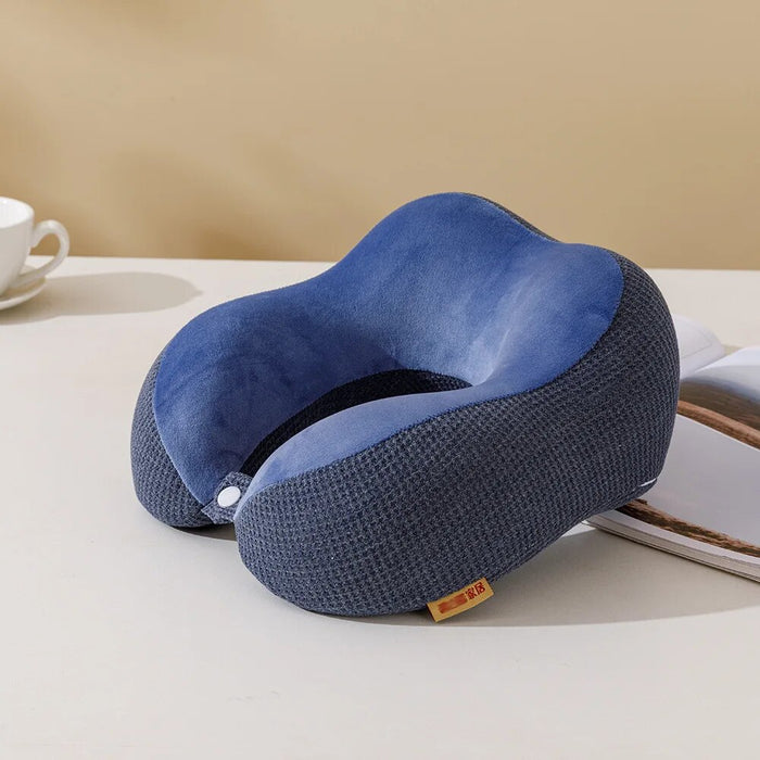 Anypack Neck Pillow Blue Memory Foam Slow Rebound Comfortable Sleep Headrest