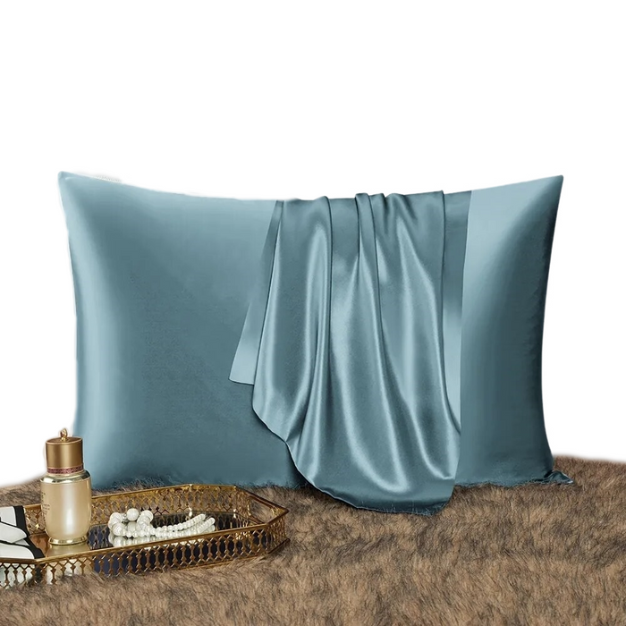 Anyhouz Pillowcase 51x66cm Blue Gray Natural Mulberry Silk For Comfortable And Relaxing Home Bed