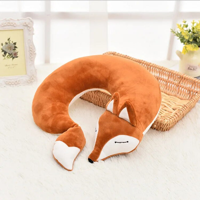 Anypack Neck Pillow Brown Fox Creative Cartoon U-Shaped Cute Comfortable Sleep Headrest