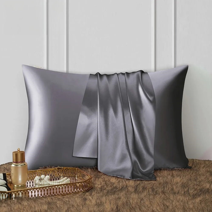 Anyhouz Pillowcase 50x90cm Dark Gray Natural Mulberry Silk For Comfortable And Relaxing Home Bed