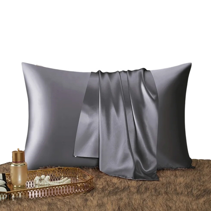 Anyhouz Pillowcase 51x66cm Dark Gray Natural Mulberry Silk For Comfortable And Relaxing Home Bed