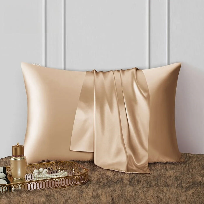 Anyhouz Pillowcase 51x66cm Gold Natural Mulberry Silk For Comfortable And Relaxing Home Bed