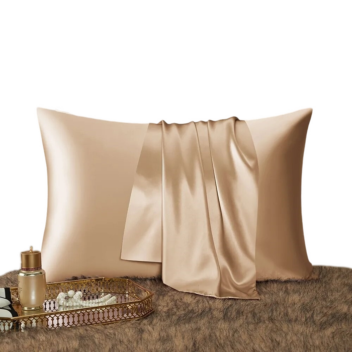 Anyhouz Pillowcase 51x66cm Gold Natural Mulberry Silk For Comfortable And Relaxing Home Bed