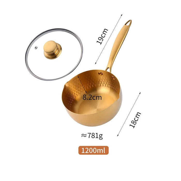 Anygleam Stock Pot Gold Non-Stick Stainless Steel Kitchen Snow Pan Noodle Soup with Lid Cooker Universal Cookware