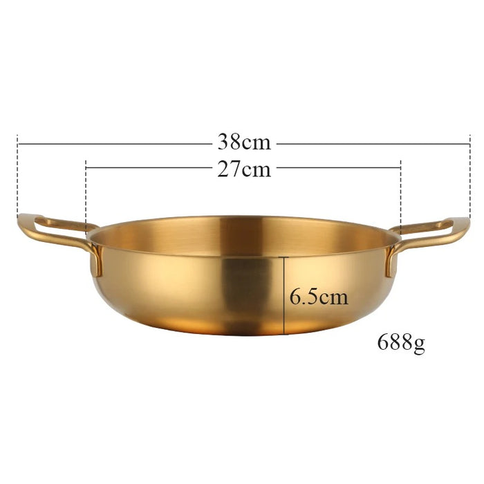 Anygleam Stock Pot Gold-L Stainless Steel HotPot Without Lid Single-Layer Cooking Soup Noodle Sea Food Home Kitchen Restaurant Tools