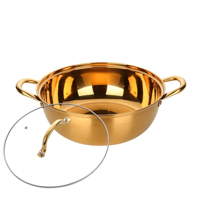 Anygleam Stock Pot Gold Stainless Steel Home Restaurant Cooking Tool Single-Layer Compatible Soup Kitchen Utensils