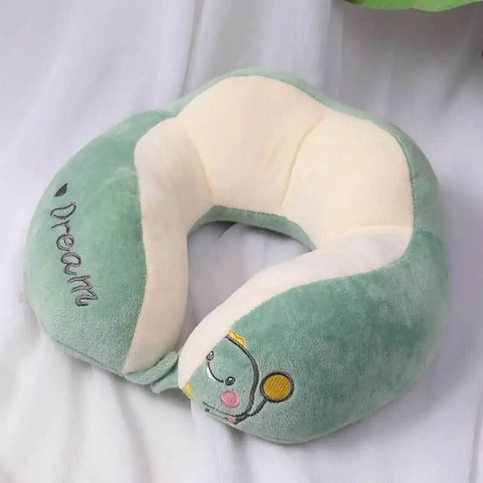 Anypack Neck Pillow Green Cartoon Cute U-Shaped Comfortable Sleep Headrest