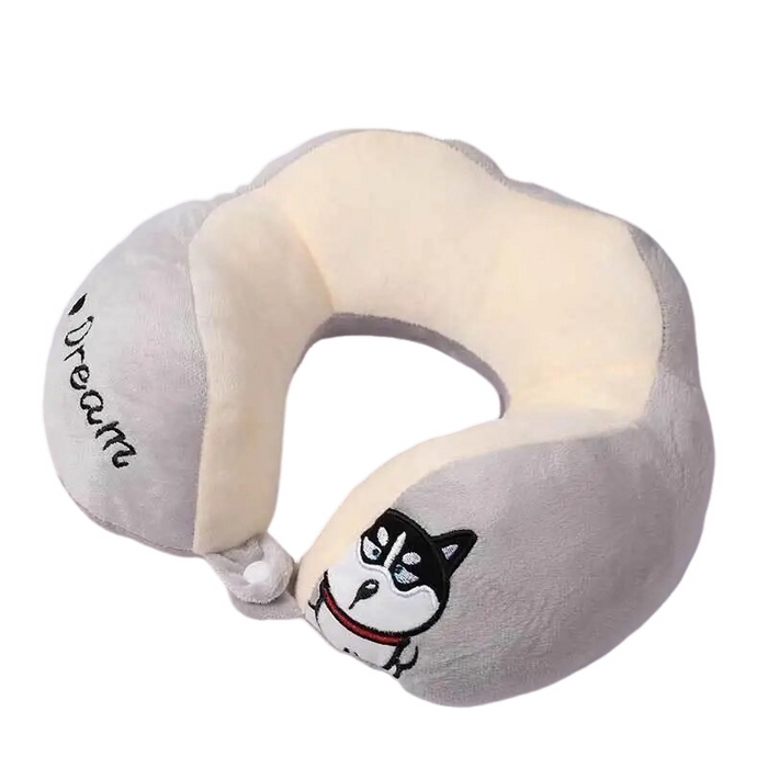 Anypack Neck Pillow Grey Cartoon Cute U-Shaped Comfortable Sleep Headrest