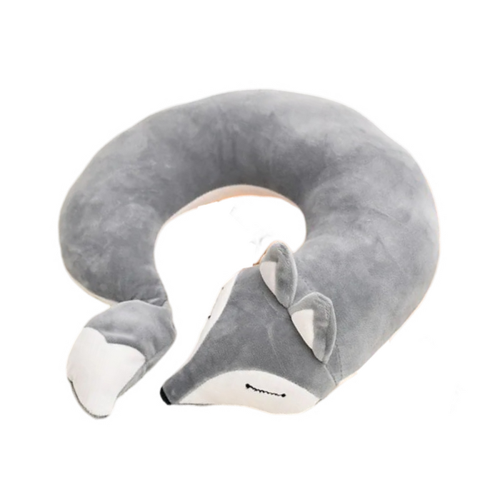 Anypack Neck Pillow Grey Fox Creative Cartoon U-Shaped Cute Comfortable Sleep Headrest