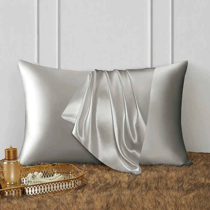 Anyhouz Pillowcase 50x90cm Light Gray Natural Mulberry Silk For Comfortable And Relaxing Home Bed