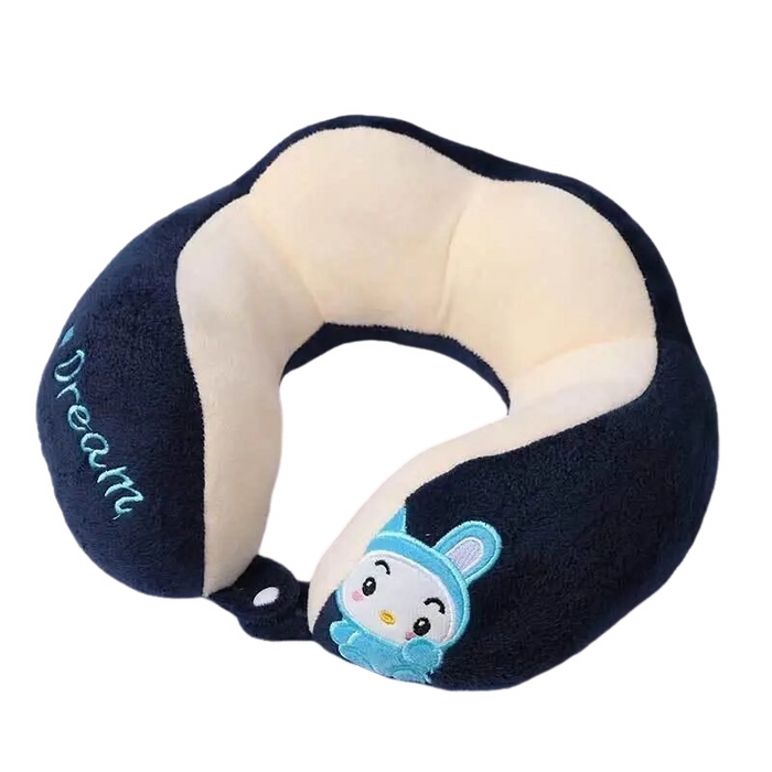 Anypack Neck Pillow Navy Blue Cartoon Cute U-Shaped Comfortable Sleep Headrest