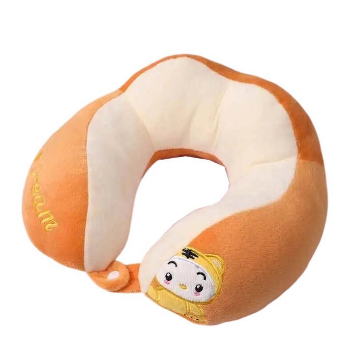 Anypack Neck Pillow Orange Cartoon Cute U-Shaped Comfortable Sleep Headrest