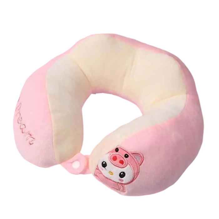 Anypack Neck Pillow Pink Cartoon Cute U-Shaped Comfortable Sleep Headrest