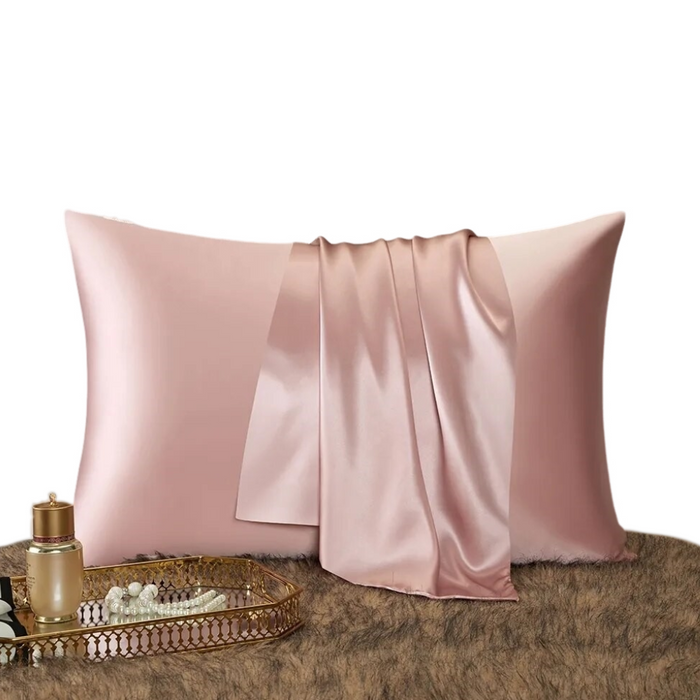 Anyhouz Pillowcase 50x75cm Pink Set with Eye Mask Natural Mulberry Silk for Comfortable and Relaxing Home Bed