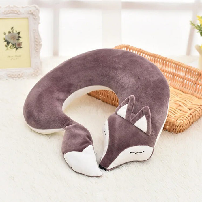 Anypack Neck Pillow Purple Fox Creative Cartoon U-Shaped Cute Comfortable Sleep Headrest