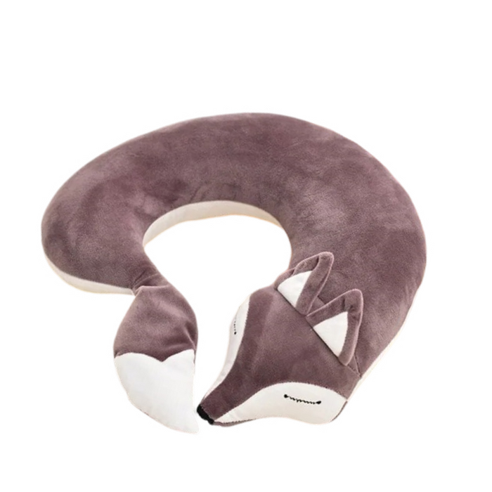 Anypack Neck Pillow Purple Fox Creative Cartoon U-Shaped Cute Comfortable Sleep Headrest