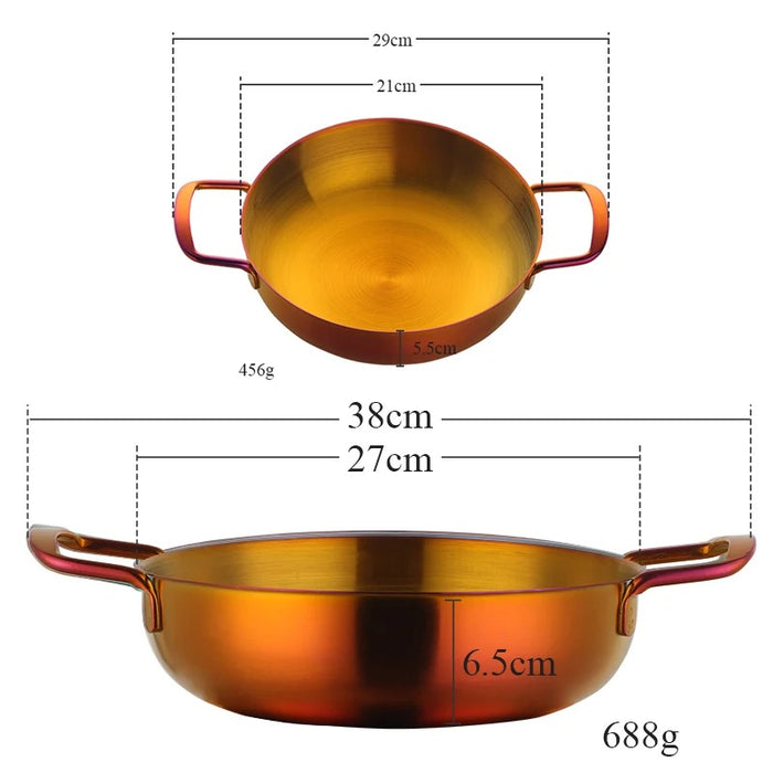 Anygleam Stock Pot 2pcs Rainbow no.3-S-L Stainless Steel HotPot Without Lid Single-Layer Cooking Soup Noodle Sea Food Home Kitchen Restaurant Tools