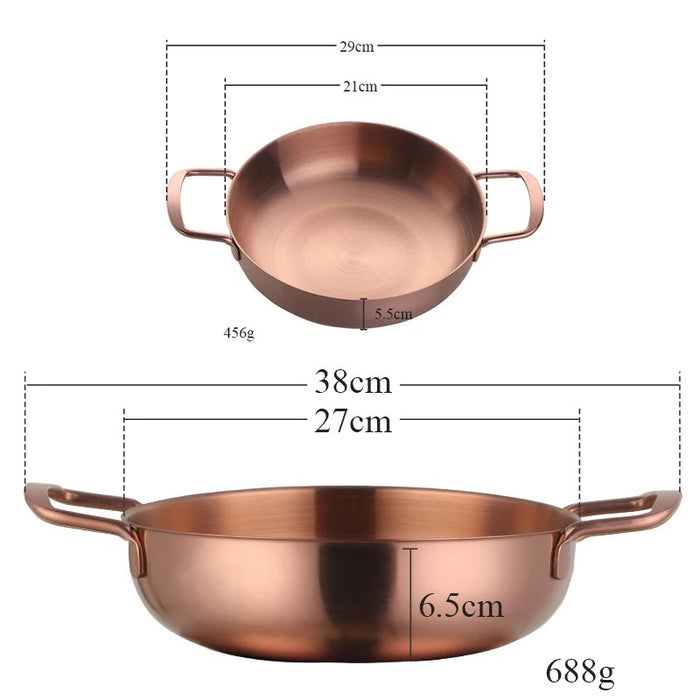 Anygleam Stock Pot 2pcs Rosegold-S-L Stainless Steel HotPot Without Lid Single-Layer Cooking Soup Noodle Sea Food Home Kitchen Restaurant Tools