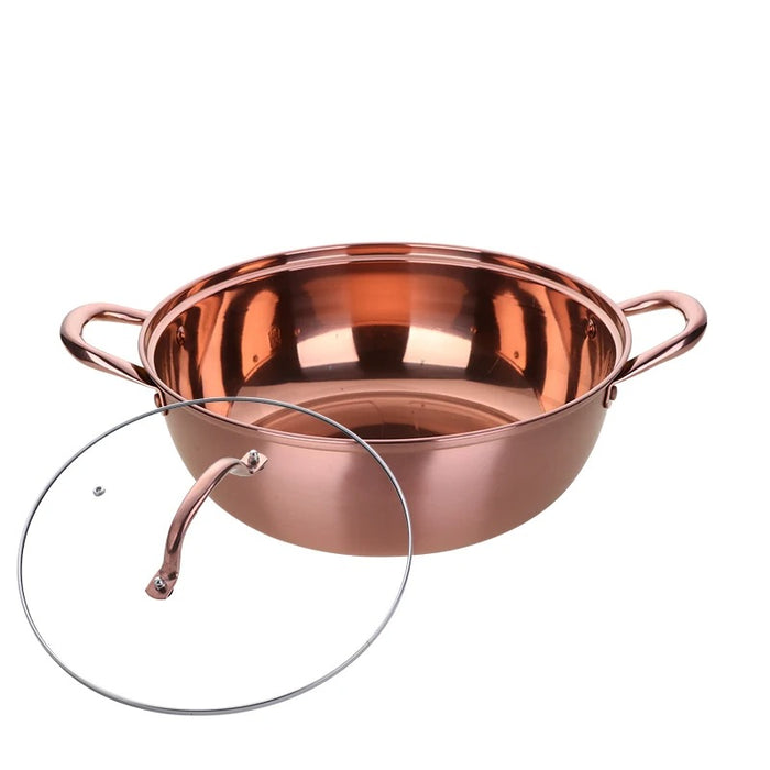 Anygleam Stock Pot Rose Gold Stainless Steel Home Restaurant Cooking Tool Single-Layer Compatible Soup Kitchen Utensils