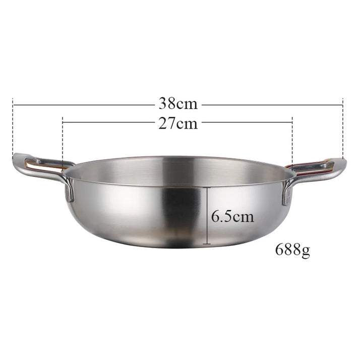 Anygleam Stock Pot Silver-L Stainless Steel HotPot Without Lid Single-Layer Cooking Soup Noodle Sea Food Home Kitchen Restaurant Tools