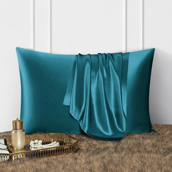 Anyhouz Pillowcase 50x75cm Teal Natural Mulberry Silk For Comfortable And Relaxing Home Bed