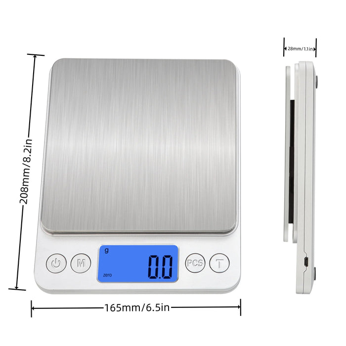 Anygleam Silver Rechargeable Stainless Kitchen Scale 5Kg Accurate Measure Electronic Portable Digital Display