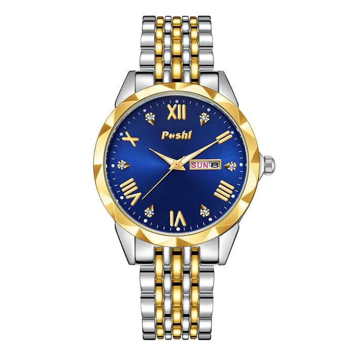 Anyco Watch Blue Luxury Stainless Steel Clock Wristwatch