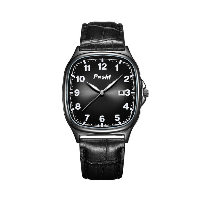 Anyco Watch Black Fashion Leather Strap Quartz Waterproof Wristwatch