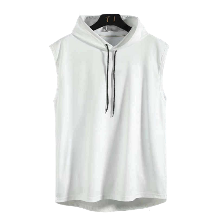 Anymens Fitness Tshirt White Loose Sleeveless Muscle Hoodie Vest Body Building Gym Workout Shirt For Men