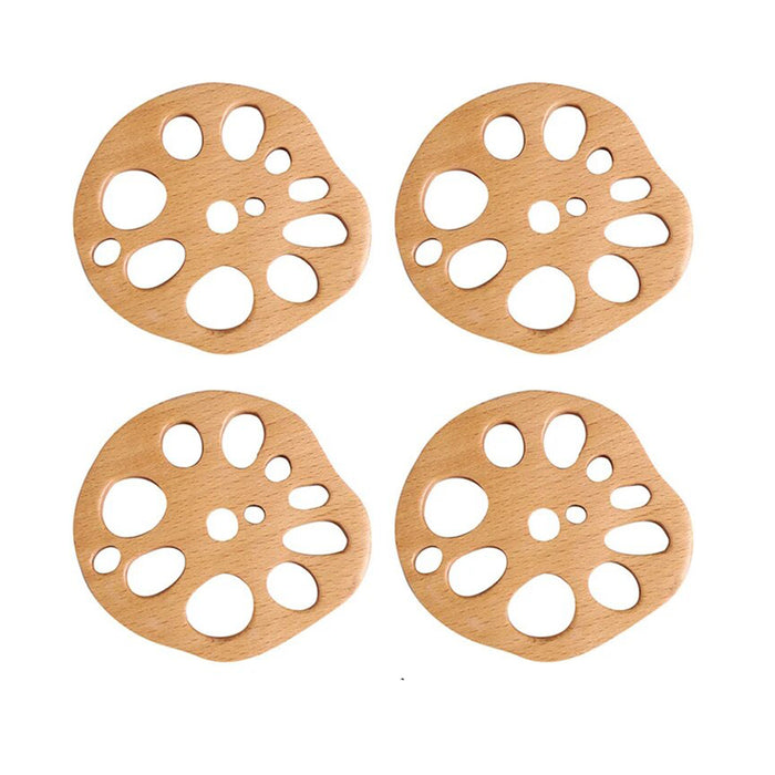 Anygleam Natural Wood 4pcs Wooden Coaster Mat Food Kitchen Tableware