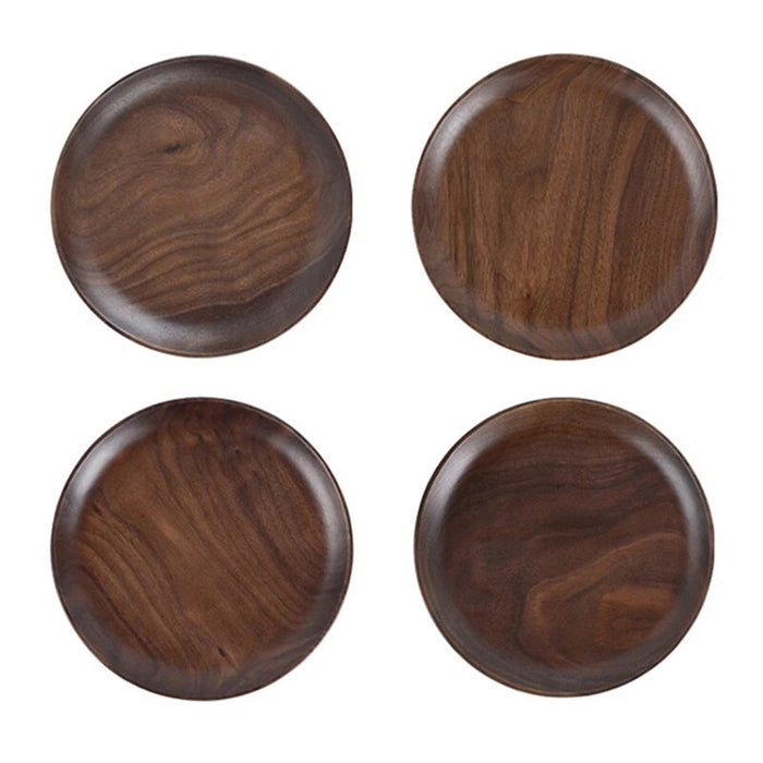 Anygleam Natural Brown  4pcs Wooden Plate Food Kitchen Tableware