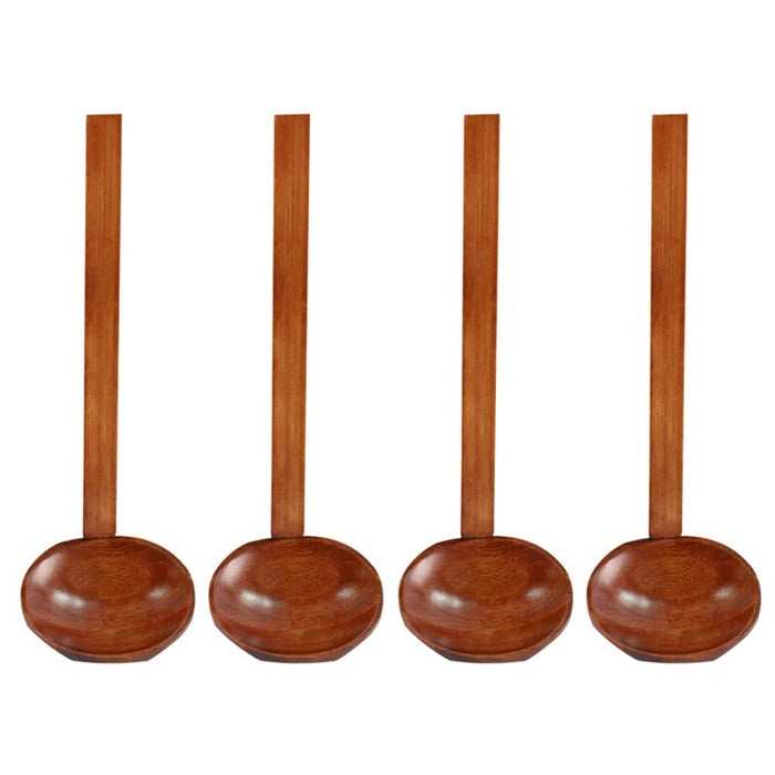 Anygleam Brown 4pcs Wooden Soup Spoon Kitchen Tableware