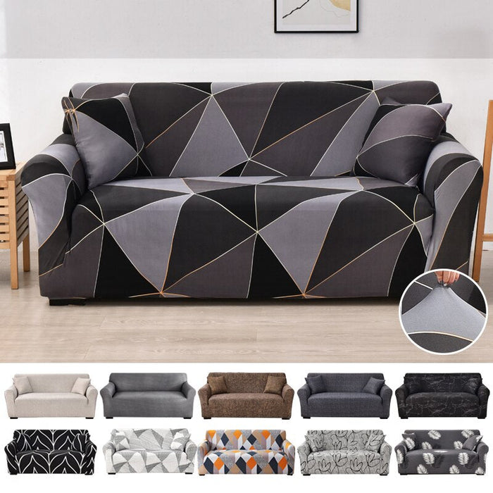 Anyhouz 1 Seater Sofa Cover Beige Geometric Style and Protection For Living Room Sofa Chair Elastic Stretchable Slipcover