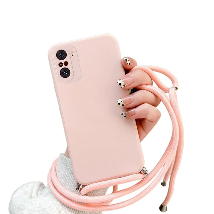 Anymob Xiaomi Phone Case Pink Crossbody Lanyard Soft Silicon For Mi 11T Pro 11 Lite Redmi Note 10 9 Pro Max 10S 9T Mi POCO X3 Compatible