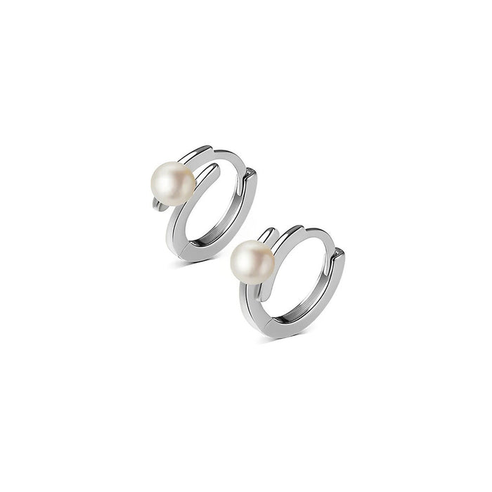 Anyco Fashion Earrings Sterling Silver Trendy Statement Natural Pearl Circle Hoop for Women Huggies Pendiente Fine Piercing Jewelry