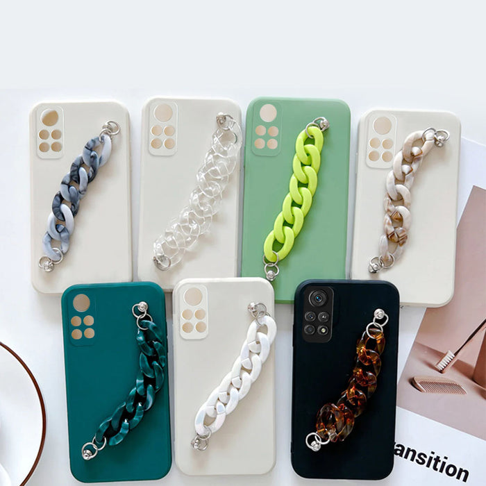 Anymob Xiaomi Phone Case White Transparent Wrist Chain Marble Bracelet Silicone For POCO X3 Xiaomi 11T 11Lite Redmi Note 10 10S 10Pro 9S
