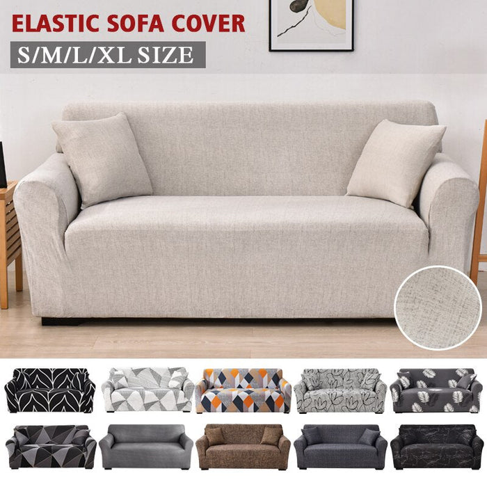 Anyhouz 2 Seater Sofa Cover Gray Feather Style and Protection For Living Room Sofa Chair Elastic Stretchable Slipcover