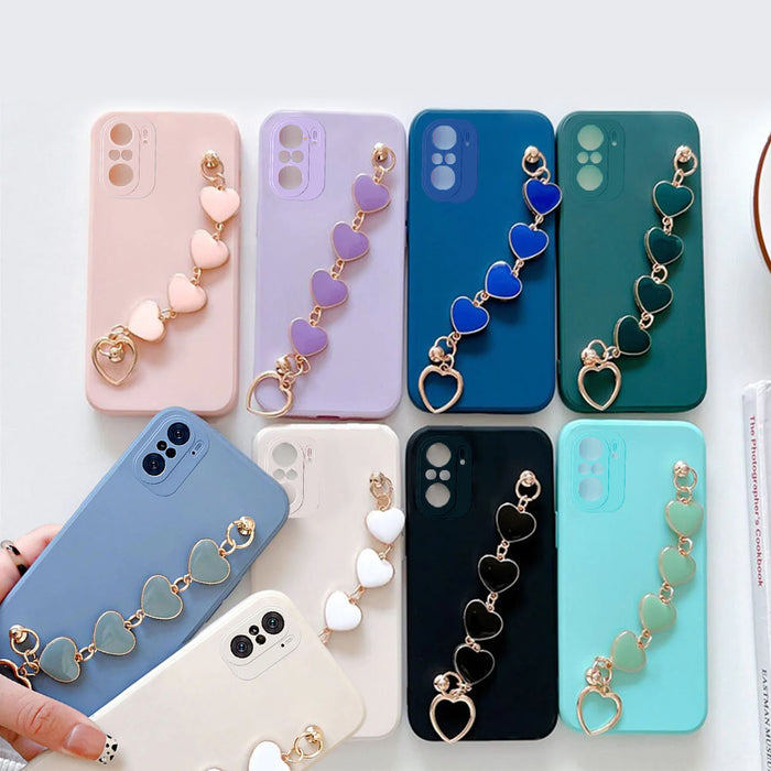 Anymob Xiaomi and Redmi Phone Case Pink Women Chain Bracelet Soft Silicone For Note 10 9 Pro 10s 9s 8 7 Pro 10 9 9A Poco X3 11T 11