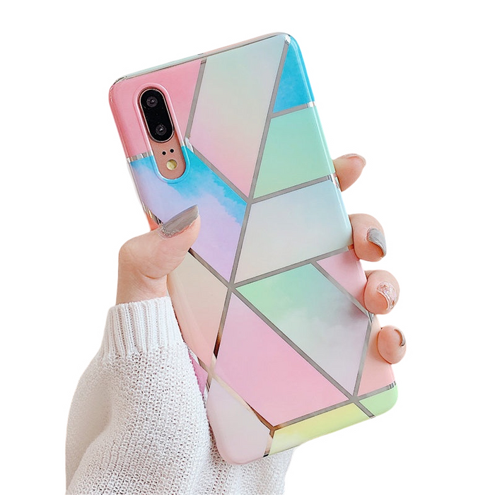 Anymob Samsung Multicolor Marble Flower Case Back Cover Art Leaf Silicone Phone Protection