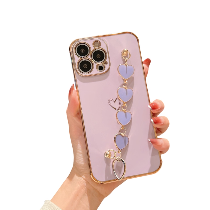 Anymob iPhone Violet Electroplated Bracelet Love Heart Phone Case Soft Back Cover