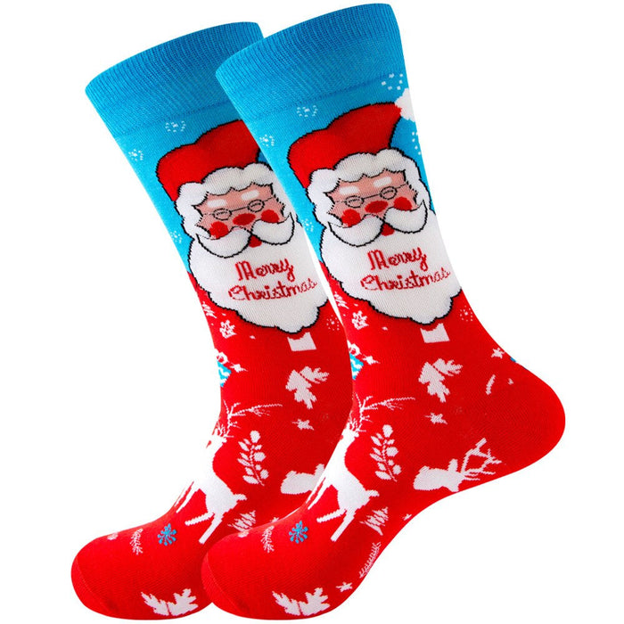 Anysox 5 Pairs Red Blue Size 5-13 Socks Crystal Silk Tide Winter Claus Holiday Design Plus Snowflake Stocking Comfortable To Wear Perfect For Women