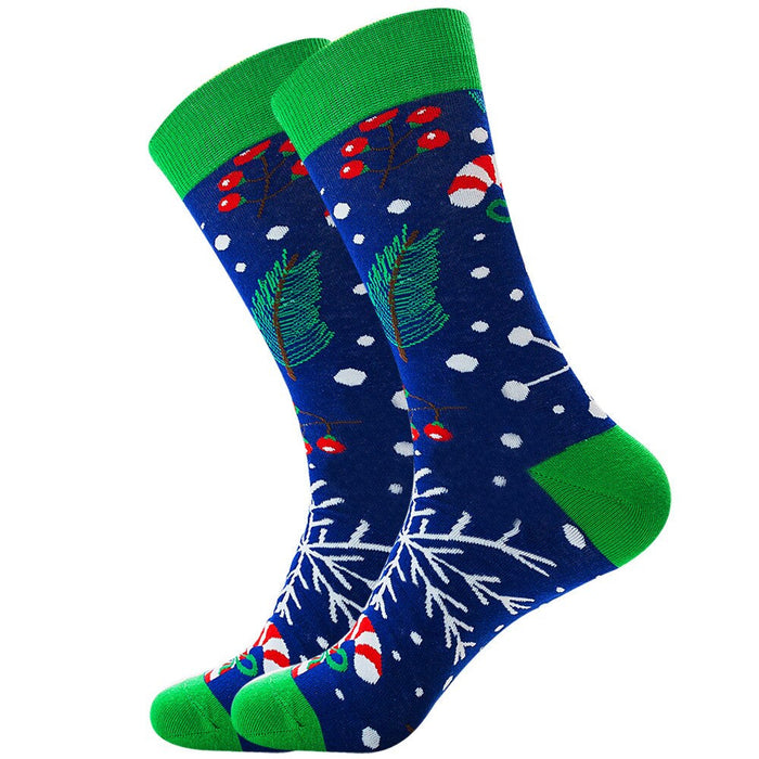 Anysox 5 Pairs Blue Green Size 5-13 Socks Crystal Silk Tide Winter Holiday Design Plus Snowflake Stocking Comfortable To Wear Perfect For Women