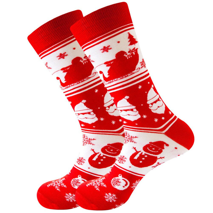 Anysox 5 Pairs Red White Size 5-13 Socks Crystal Silk Tide Winter Holiday Design Plus Snowflake Stocking Comfortable To Wear Perfect For Women