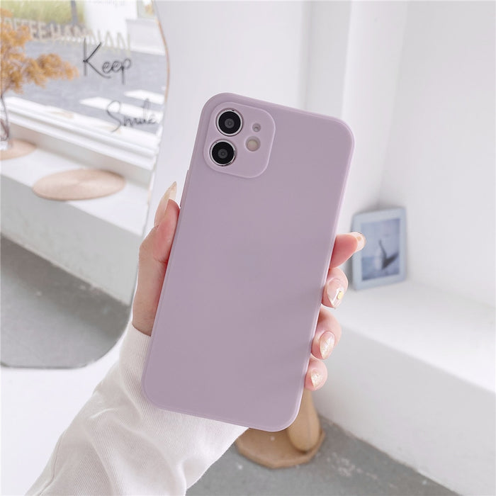 Anymob iPhone Case Light Purple Candy Color Straight Edge Soft Silicone Cover
