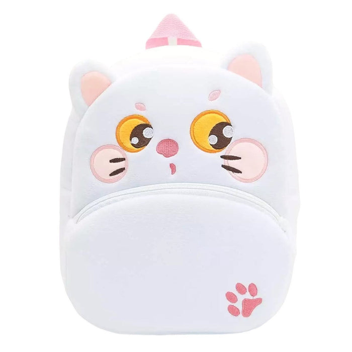 Anykidz 3D White Cat Kids School Backpack Cute Cartoon Animal Style Children Toddler Plush Bag Perfect Accessories For Baby Girls and Boys