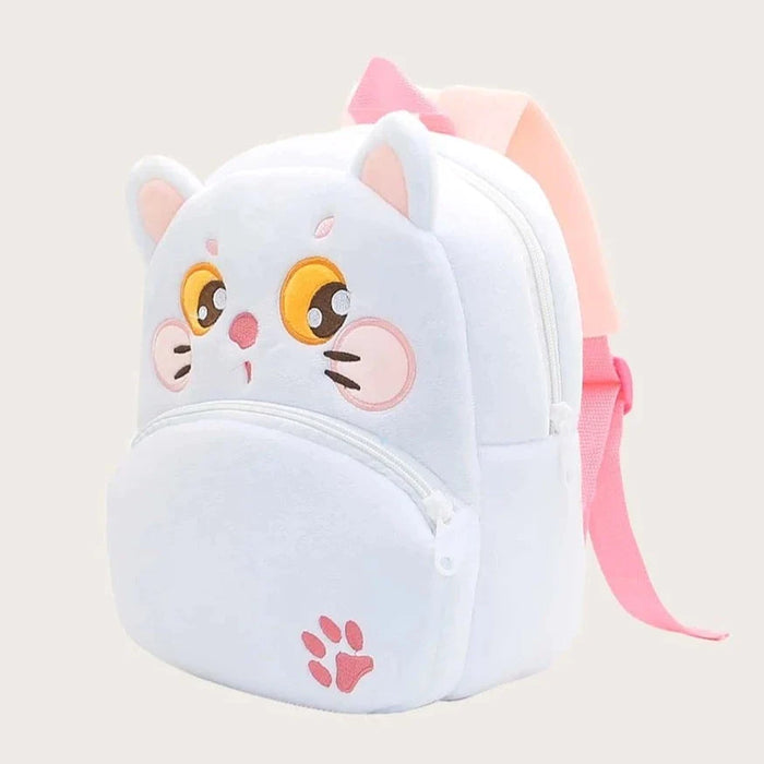 Anykidz 3D White Cat Kids School Backpack Cute Cartoon Animal Style Children Toddler Plush Bag Perfect Accessories For Baby Girls and Boys