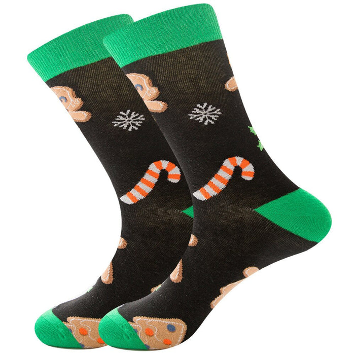 Anysox 5 Pairs Black Green Size 5-13 Socks Crystal Silk Tide Cookies and Cane Winter Holiday Snowflake Stocking Comfortable To Wear