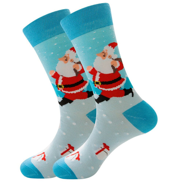 Anysox 5 Pairs Sky Blue Size 5-13 Socks Crystal Silk Tide Winter Holiday Design Plus Snowflake Stocking Comfortable To Wear